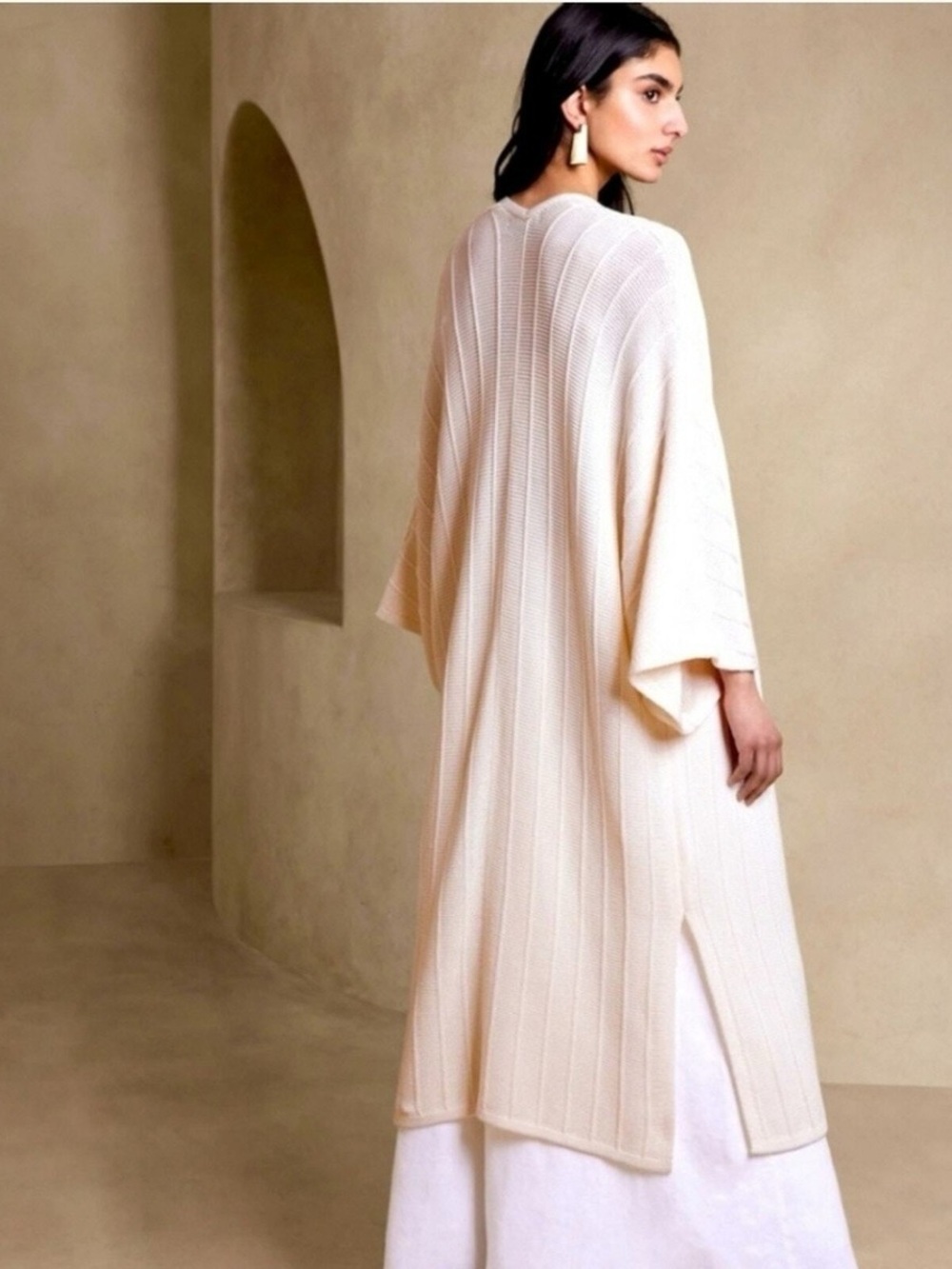 NWT Organic Cotton Banana Republic Jasmine Knit Cream Ivory Duster Cardigan XS/S